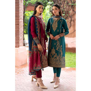 Ensemble 3 pièces JAZMIN printemps/été : chemise en mousseline brodée, dupatta imprimé Monarch et pantalon - BIC-3581 - Product Image 4