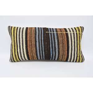 12x24 Beige Kilim Wool Rug with Woven Vintage Pattern <b>Bolster</b> <b>Pillow</b> Eco-Friendly Non-Slip Removable & Washable - Product Image 1