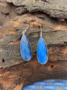 Boucles d'oreilles pendantes en labradorite faite à la main, argent sterling 925, bijoux uniques et tendance, cadeau pour femmes et hommes - Product Image 4