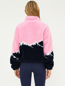 Sudadera Extra Grande Vintage con Logotipo Personalizado al por Mayor, Chaqueta Color Block de Tela de Felpa Rosa y Negra <span class=keywords><strong>para</strong></span> <span class=keywords><strong>Mujer</strong></span> - Product Image 2