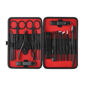 Juego de pinzas para cejas de acero inoxidable con punta inclinada de Color personalizado 18 piezas grandes profesionales de fábrica FOCSTAR en estuche - Product Image 4