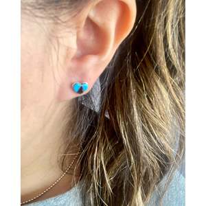Rose Bowami <b>Turquoise</b> & Multi-Color Stone Heart <b>Stud</b> <b>Earrings</b> with Sterling Silver Inlay for Gift Occasions - Product Image 2