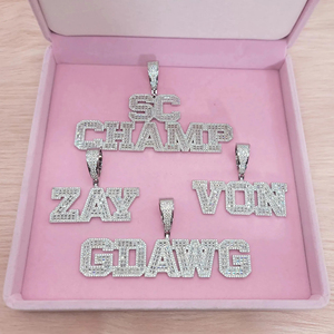 Customized Round Letter Name Necklace Logo for Men Iced Out Pendant VVS Moissanite Diamond Real 925 Silver Hip Hop Jewelry - Product Image 3