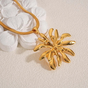 Collar de Acero Inoxidable 304 Chapado en Oro Irregular con Diseño de Fuegos Artificiales, Chapado en Oro Real de 18K, No se Destiñe, para Mujer, Joyería de Moda para Uso Diario - Product Image 2