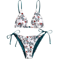 Set Bikini Mikro 2-Piece Wanita Berkualitas Tinggi dengan Payet Motif Paisley dan Bulu, OEM Logo Kustom, Anti-UV, Cepat Kering, Pakaian Renang Seksi