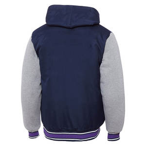 Veste classique personnalisée Varsity Letterman avec manches contrastées, fermeture à boutons, bordure en tricot côtelé et coupe confortable - Product Image 4