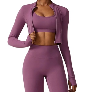 Veste zippée courte pour le sport, le yoga, l'entraînement physique, le fitness, veste zippée ajustée personnalisée, décontractée, 2026 - Product Image 4