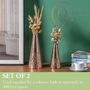 แจกันดอกไม้โลหะทำมือสุดหรู ดีไซน์เรียบหรูมีสไตล์ร่วมสมัย ปรับแต่งสีได้ - Product Image 2