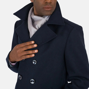 Abrigo de Lana de la Mejor Calidad para Hombre, Color Azul, Botones de Cuerno, Corte Entallado, Grueso, Cortavientos, Ecológico, para Clima Frío - Product Image 6