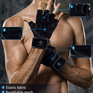 Meilleure vente 100% Original en cuir véritable demi-doigt gants pour hommes pour l'haltérophilie musculation sport Gym Essentials - Product Image 4