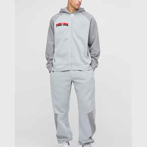 OEM/ODM évacuation de l'humidité respirant solide hommes bloc de couleur fermeture éclair survêtement logo imprimé personnalisé coupe normale vêtements d'hiver 2 pièces - Product Image 4