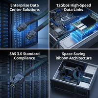 Câble Mini SAS HD SFF-8643 vers SFF-8643 12 Gbit/s, cordon de données haute densité SAS 3.0 pour serveurs de stockage d'entreprise et cartes RAID