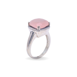 Bague tendance en argent sterling 925 avec quartz rose taille coussin et incrustation de diamants, bijou pour femme pour mariage ou soirée - Product Image 1