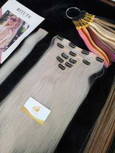 Venta al por mayor de fábrica de lujo 100% Remy extensiones de cabello humano virgen de alta calidad estilo recto Invisible sin costuras Clip-In Hair - Product Image 5