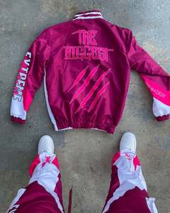 Conjunto Deportivo Personalizado OEM con Chaqueta con Capucha y Cremallera, Pantalones Deportivos de Nailon con Rayas, Chaqueta Cortavientos con Logotipo Impreso, Pantalones Deportivos de Poliéster para Hombre - Product Image 3