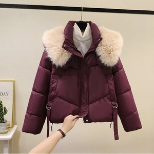 Moda Cuello de piel invierno mujer chaqueta negra señoras corto cálido Abrigo acolchado mujer Parka prendas de vestir exteriores invierno cálido - Product Image 3