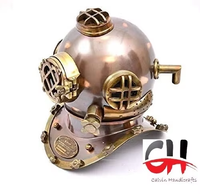 CHk Calvin Handicrafts Casco da Immersione Subacquea Sferico Fatto a Mano in Alluminio con Finitura Oliata Vintage da 18 Pollici per Decorazione Casa e Matrimoni