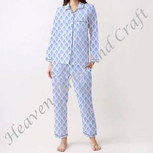 Conjunto de Pijamas de Algodón 100% para Mujer, Ropa de Dormir Suave para el Hogar, Conjunto de Pijamas de Primavera/Verano con Estampado Floral/Personajes/Letras/Estampado/Vacaciones/Árbol PJ032 - Product Image 1