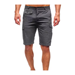Pantalones cortos Cargo informales versátiles para hombre 100% algodón Vintage cintura elástica-para aventuras al aire libre salidas a la playa moda callejera de verano - Product Image 1