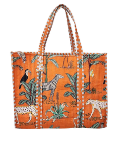 Bolso Tote Acolchado ATITHI ART 100% Algodón, Ecológico, Reutilizable, para Compras, Viajes, Uso Diario, Ligero, con Cierre de Cremallera, Grande - Product Image 1