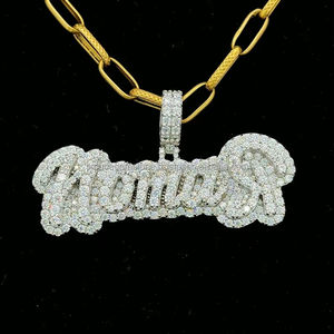 Collar con Nombre Personalizado, Diamante Moissanite VVS, Estilo Hip Hop, Plata de Ley Chapada en Oro, Certificado IGI, Joyería Fina, Regalo para Chicas - Product Image 1