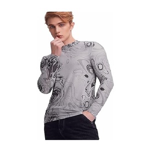 High Quality 100% Cotton Single Jersey T-shirt Men Long Sleeves Breathable Neck New Arrival Print Eco-Friendly Smart Plus Size - Product Image 4