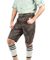 Kostum Oktoberfest Bavaria Jerman Pria Lederhosen Terlaris 2026, Bahan Worsted Bordir Depan, Bernapas, Gaya High Street
