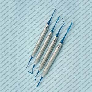 Juego de 4 periotomos manuales recubiertos de titanio #1 & #2 Instrumentos dentales reutilizables anteriores y posteriores Agarre ergonómico Certificado CE - Product Image 5