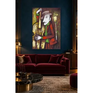 Impression sur toile : Homme Fida jouant du double basse sous un lampadaire - Product Image 4