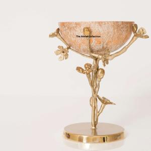 Ravissant brûleur d'encens forme ronde couleur or Design fleur bols à chocolat serveur brûleur d'encens plateau bougies et parfum de maison - Product Image 3