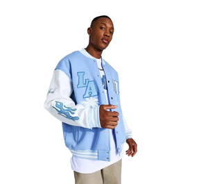 Moda personalizada Unisex mangas de cuero Chenille bordado parcheado Varsity chaquetas Vintage Streetwear chaquetas de béisbol para hombres - Product Image 5