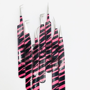 Pinzas recubiertas de papel de nuevo diseño para pinzas de extensión de pestañas Pinzas de diseño de cebra Herramienta de pestañas de acero inoxidable Visón sostenible - Product Image 4