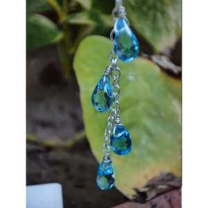 Pendientes Colgantes Hechos a Mano en Plata de Ley con Cuentas de Topacio Azul en Forma de Lágrima, Elegante Regalo de Boda para Ella - Product Image 4