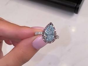 Anillo de Diamante Cultivado en Laboratorio de Corte Pera de 1.21 Quilates, Color Azul, Diseño Clásico Solitario de Oro Sólido de 10 Quilates, Joyería para Regalo de Compromiso o Fiesta para Mujer - Product Image 6