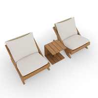Ensemble de canapé et table d'appoint d'extérieur moderne avec structure en teck et coussins imperméables pour salon, hôtel, parc ou jardin