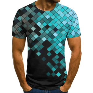 T-shirt à manches courtes pour homme, imprimé géométrique, imprimé numérique, vêtement décontracté, col rond, coupe régulière, tissu polyester respirant - Product Image 3