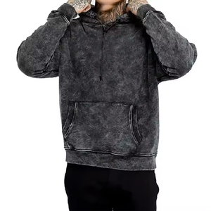 Sweat à capuche en coton thermique mélangé pour homme, lavage à l'acide, de haute qualité, à capuche, personnalisable, impression 3D brodée, surdimensionné - Product Image 6