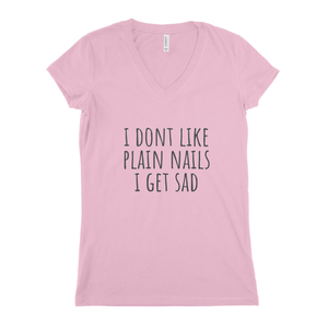 Camiseta Urbana para Mujer con Jersey de Algodón Transpirable, Decoración con Logotipo 'I Don't Like Plain Nails', Talla Única - Product Image 1