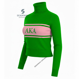 Pull à col roulé Alpha Kapa Alpha Sorority pour femme, pull tricoté à col montant, pull décontracté à col polo, pull chaud - Product Image 2