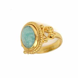 Latest Fashion Brass Oval Amazonite Gold Plated Gemstone Wedding Women Jewelry Ring Designer Handmade <b>Gift</b> for <b>Girls</b> and Women - Product Image 5