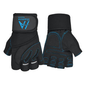 Gants d'haltérophilie noirs haute performance avec coutures bleues Matériau en néoprène de 3mm Conception antidérapante Gants de poignet réglables - Product Image 6