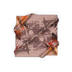 Écharpe carrée longue en soie de luxe rose poudré avec motif de créateur - Product Image 3