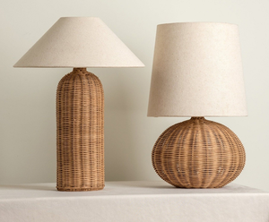 Handmade Rattan <b>Table</b> <b>Lamp</b> Boho Style Cylinder Shape Eco-Friendly Decorative Light Fixture - Product Image 1