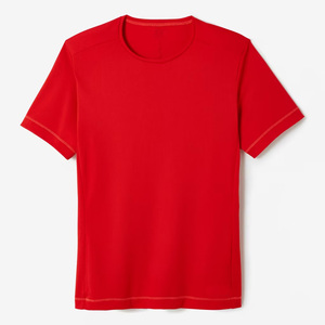 T-shirts personnalisés rouges pour hommes, manches courtes, 100 % coton, col rond, style urbain, écologiques, avec bordure contrastante, séchage rapide, durables - Product Image 1