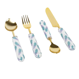 Utensilios de cocina Juego de cubiertos Mango pintado a mano hecho a mano Cubiertos Accesorios Mesa Estilo moderno Juegos de cubiertos - Product Image 1