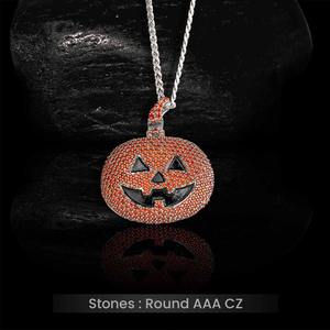 Collar con Colgante de Diamante Moissanite de Color, Estilo Hip Hop, con Diseño de Calabaza de Halloween, Plata 925, Joyería a Bajo Precio - Product Image 6