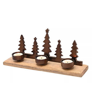 Prime Quality Candle Holder Wood Black Metal Christmas Decoration <b>Star</b> Design T <b>Light</b> Home Table Display For Christmas Accessory - Product Image 4