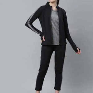 Survêtement à fermeture éclair personnalisé pour femmes, ensemble de vêtements de sport deux pièces respirants et extensibles avec veste à fermeture éclair et pantalon de jogging - Product Image 4