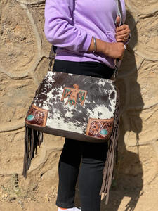 Bolso de mano de piel de vaca estilo occidental para mujer, con flecos, hecho a mano, a la moda, bolso de compras de alta calidad - Product Image 3