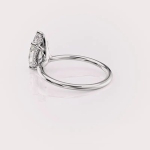 IGI Certified Pear Cut Lab Grown Diamond Hidden Halo Engagement & Wedding <b>Ring</b> in Solid 925 Sterling Silver - Product Image 5